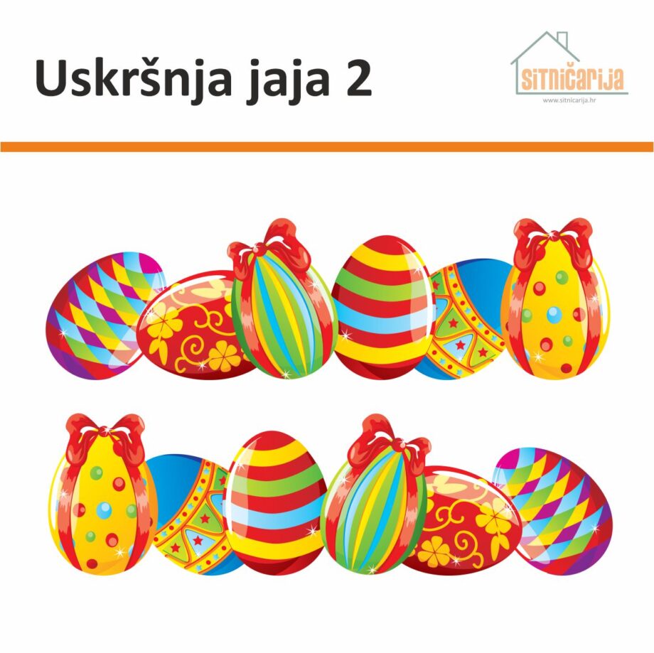 Naljepnice za blagdane - Uskršnja jaja 2; set od 2 niza šarenih uskršnjih jaja jarkih boja