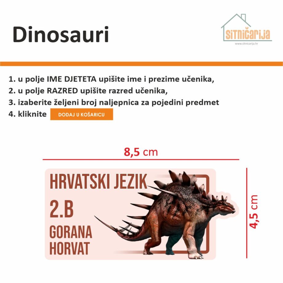 Naljepnice za knjige i bilježnice - Dinosauri